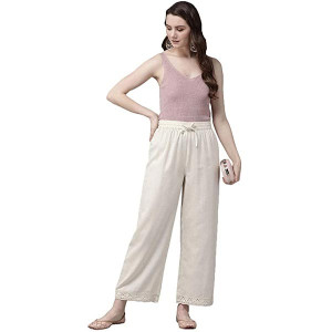 Offwhite Solid Wide Leg Palazzo